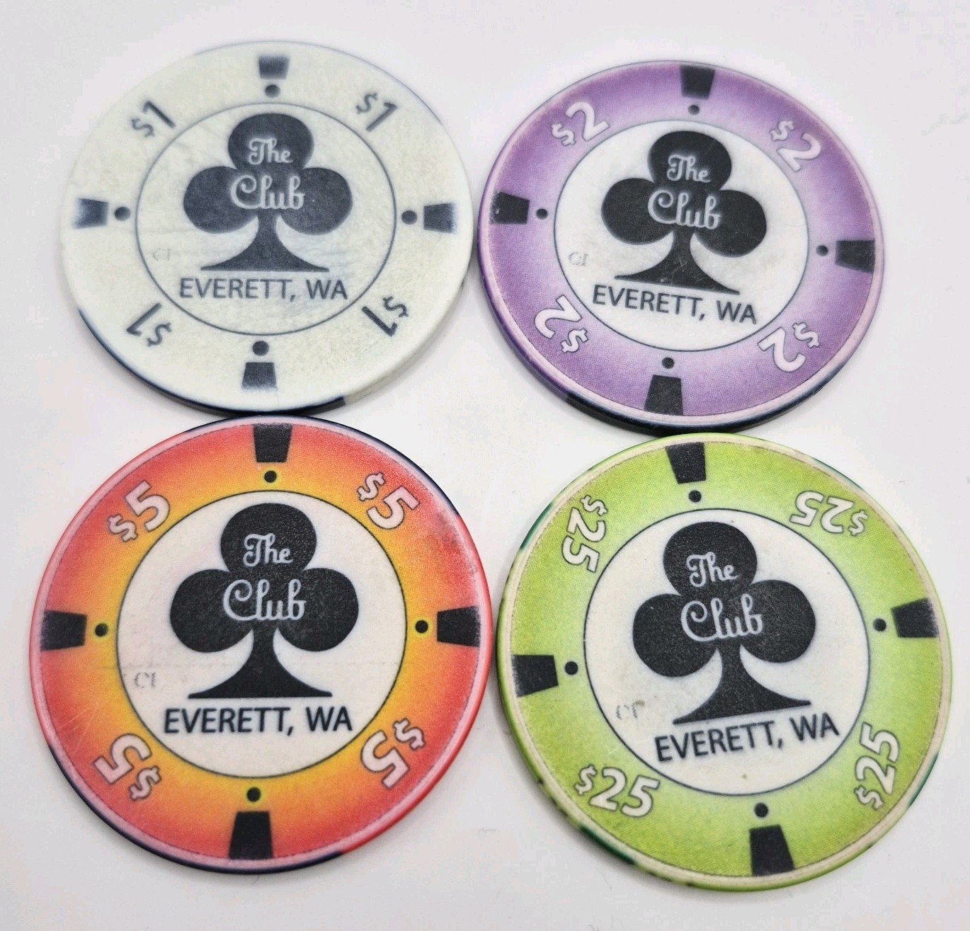 The Club Casino Card Room Everett Washington 4 Chip Bundle