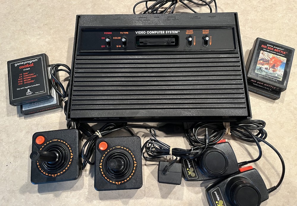 Atari 2600 Bundle Console, 4 Games, 2 Joysticks, 2 Paddles Cleaned & Tested!! #3