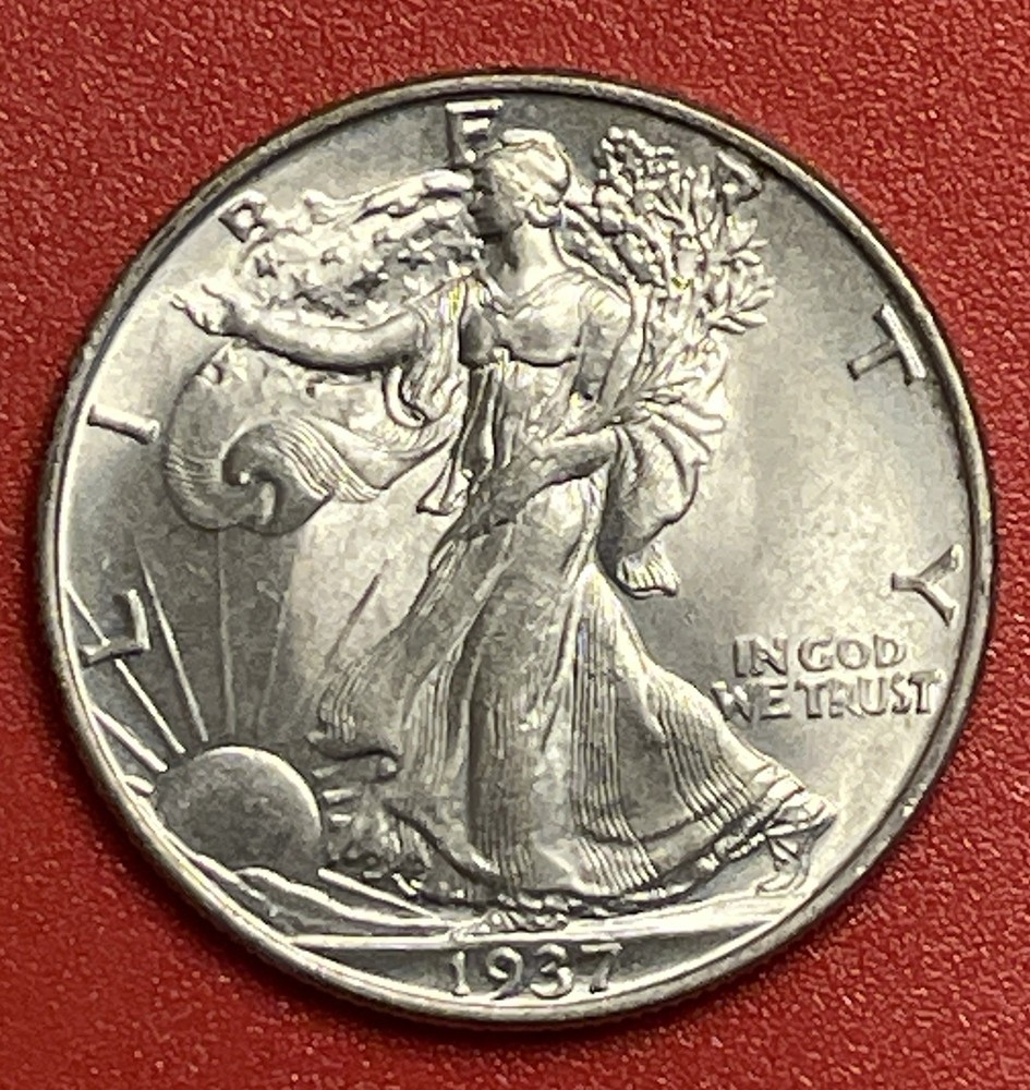 1937 P Walking Liberty Silver Half Dollar, Choice to Gem Uncirculated.