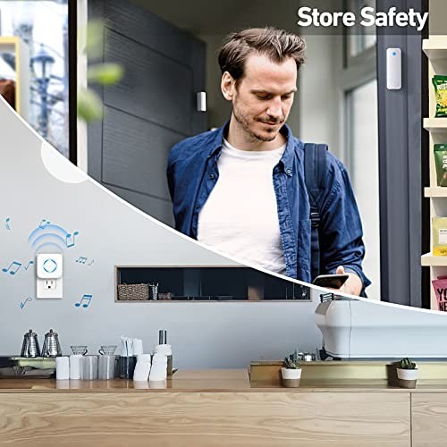 Wireless Door Chime Sensor Alarm, 600FT Range, 58 Chimes, LED Alert System
