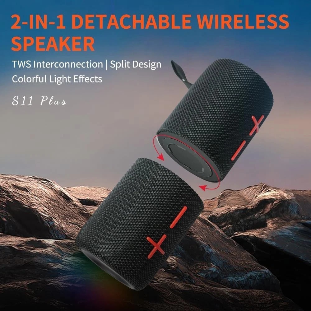 2 in 1 Portable Splittable 40W Dual Bluetooth Speaker, Waterproof Split...