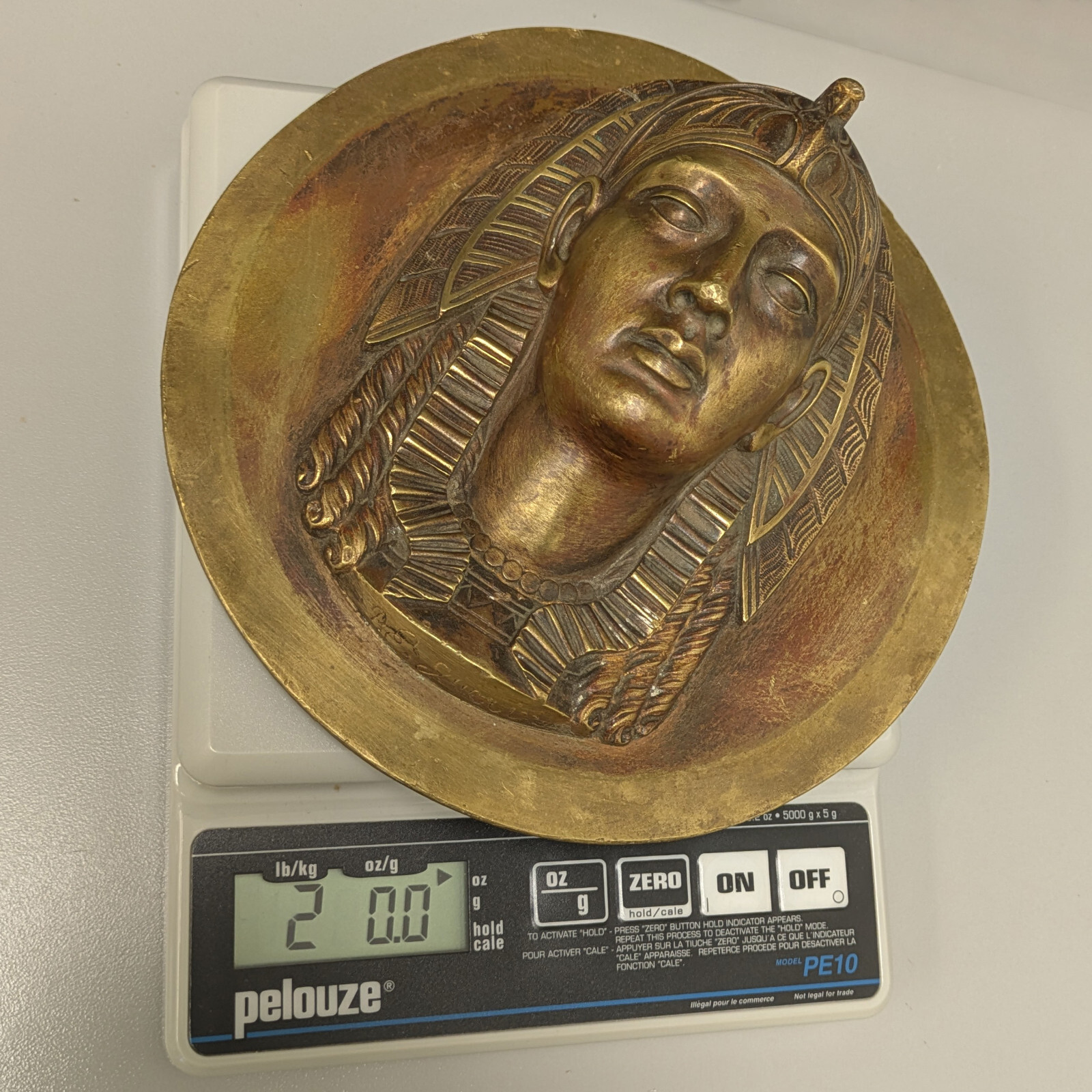 P.E. Guerin NY Egyptian Pharaoh Bust Brass Wall Plaque 7” Egypt