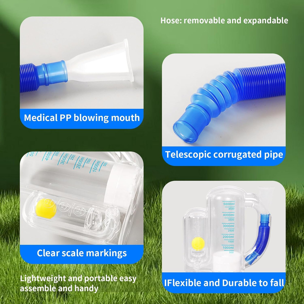 Incentive Spirometer (White02),Breathing Exercise Device for Lungs,Breathing Tra