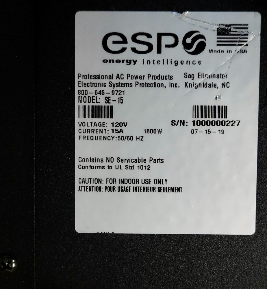 AMETEK ESP SAG ELIMINATOR. Power Protector