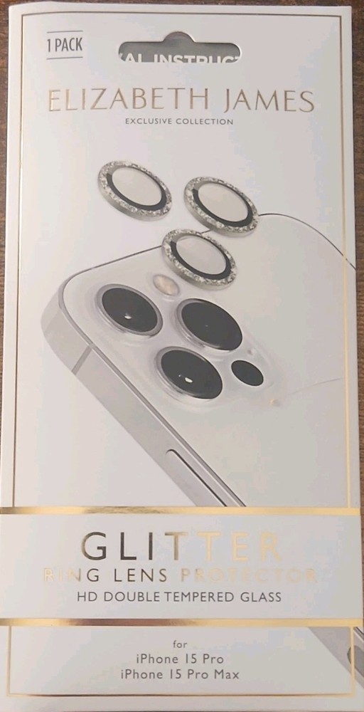 Elizabeth James Glitter Ring Lens Protector for iPhone 15 Pro/Pro Max