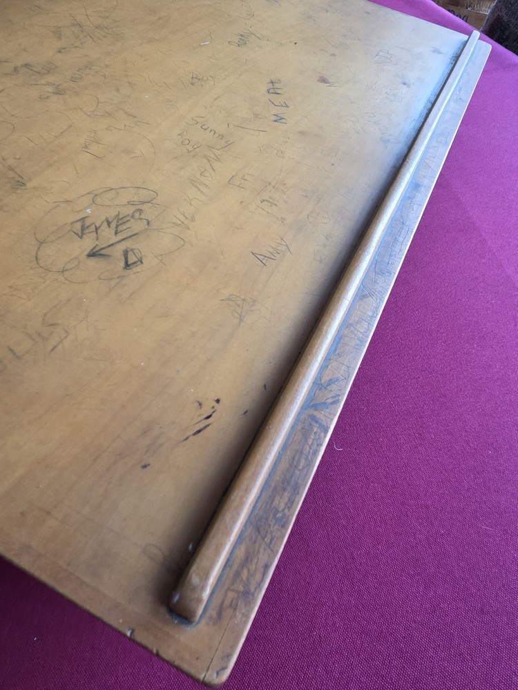 Vintage Original Classroom Solid Wood Rotating Drafting Drawing Table Desk Top