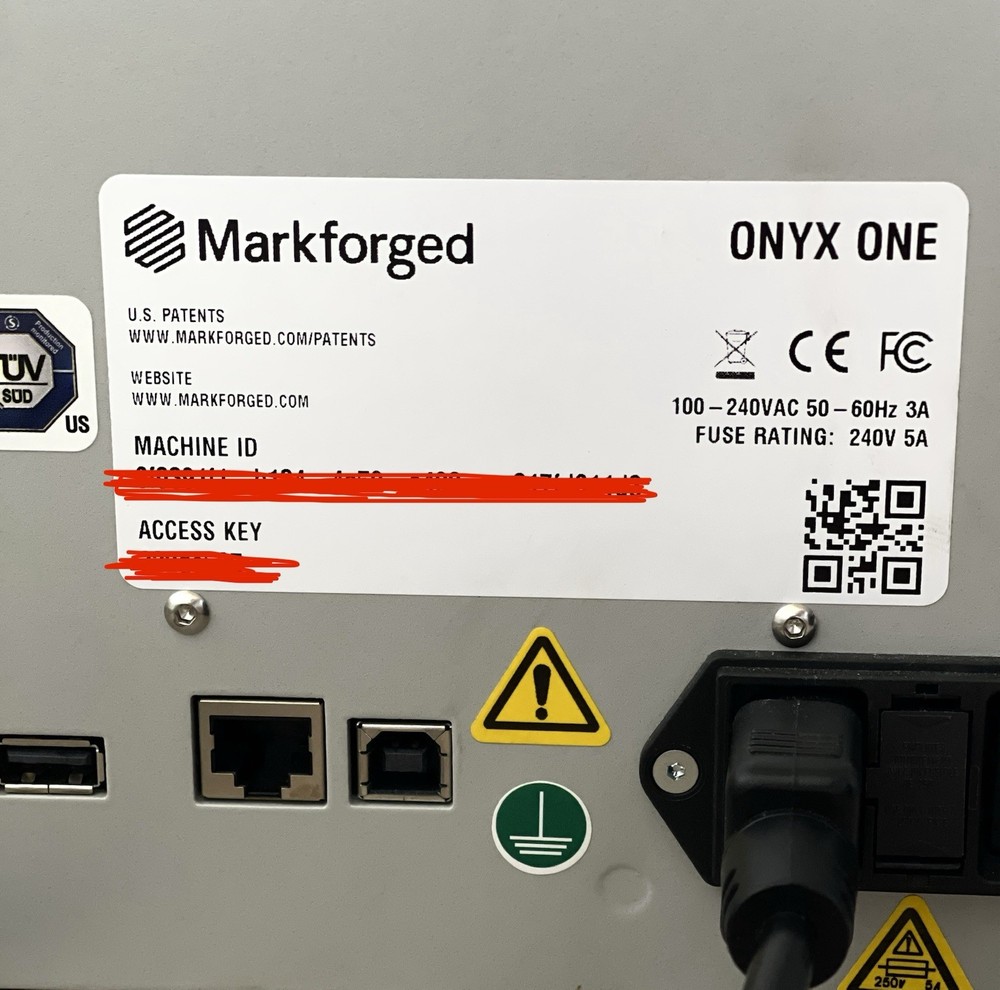 Markforged Onyx One 3D Printer Low Hours / 113 Prints + Dry Box + Tool Kit