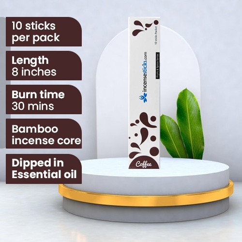 Coffee Incense 8" inch 10 Sticks Pack: 1 Pack