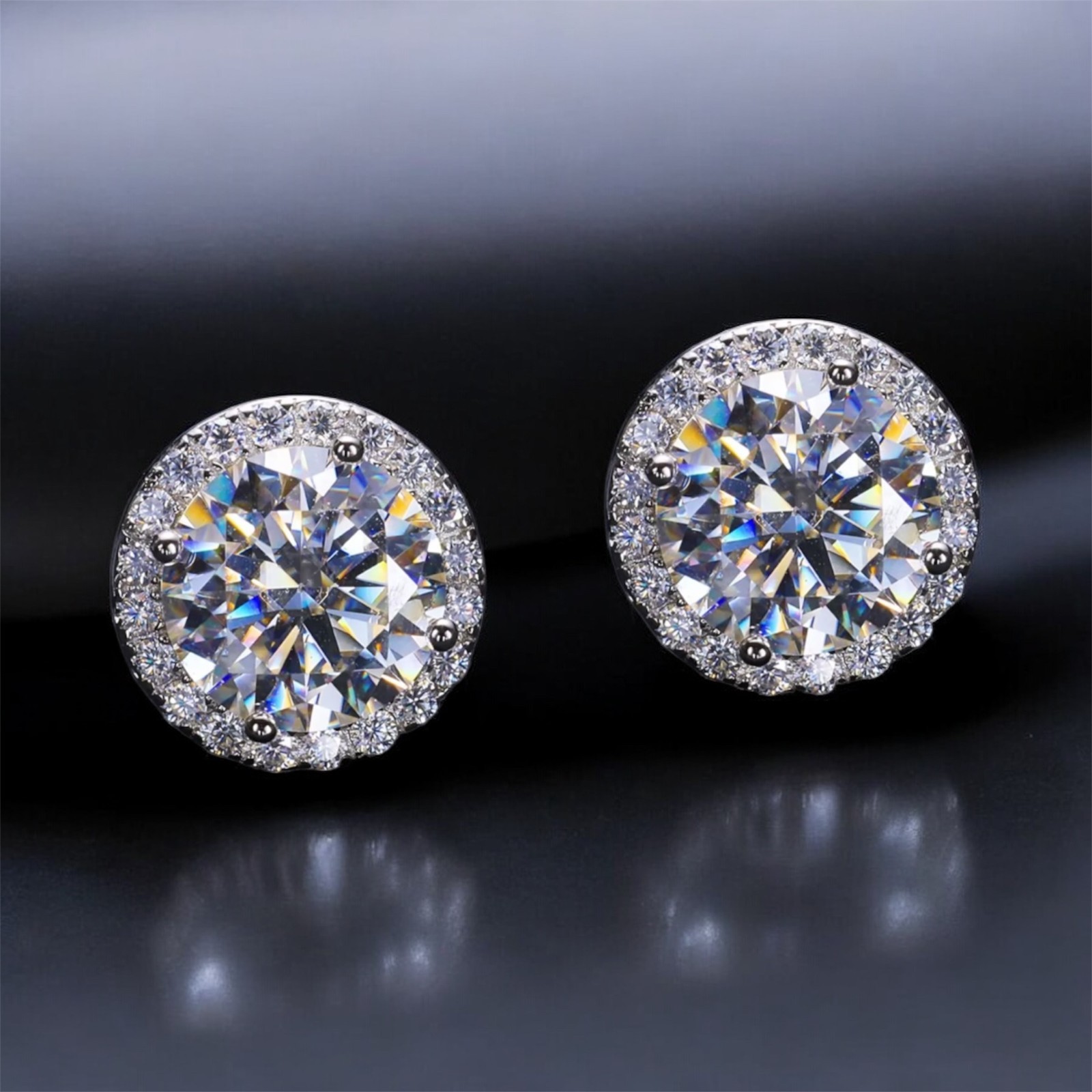 Vvs Moissanite Earrings 925 Sterling Silver GRA Certified Men Women Halo  Studs