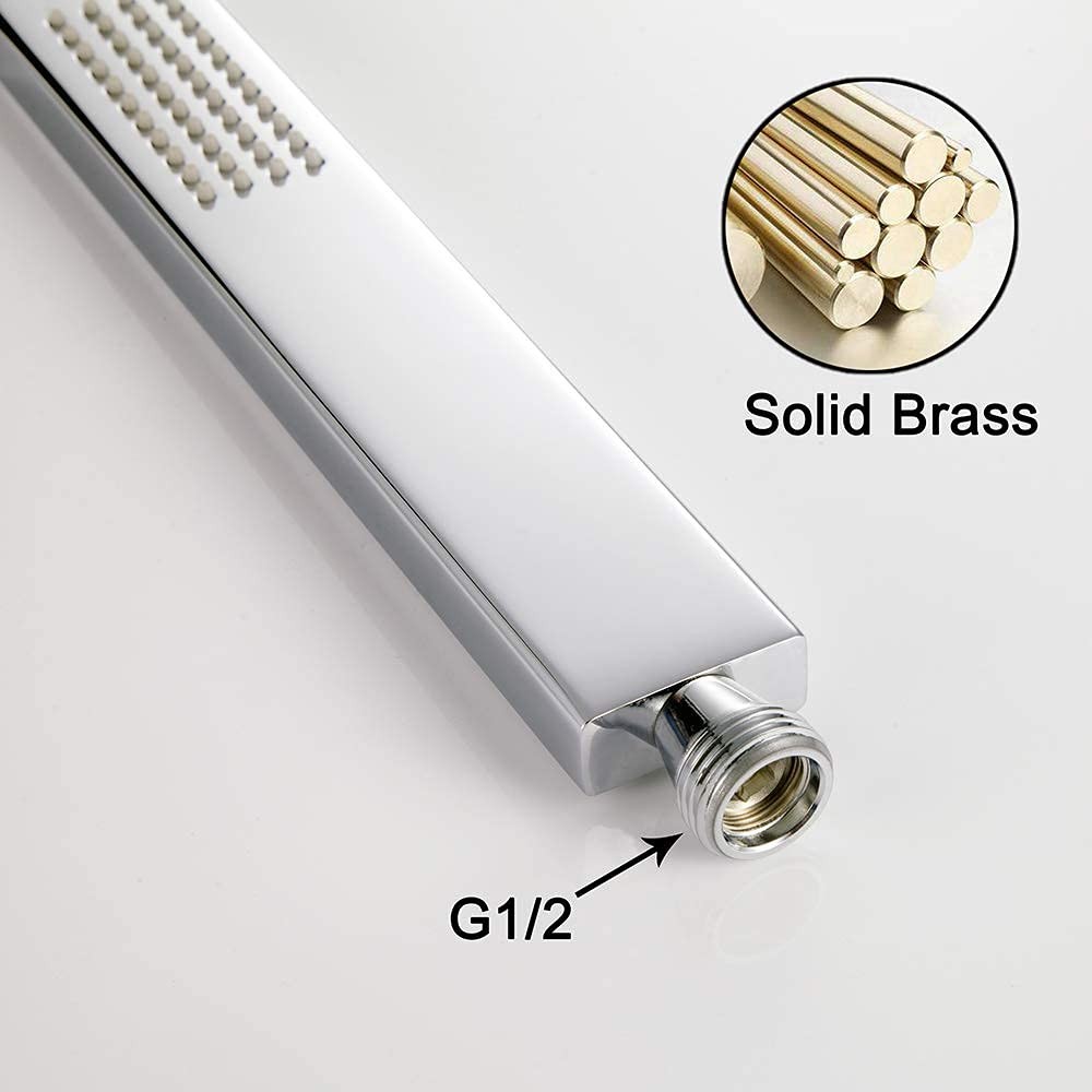Ownace Square Solid Brass Chrome Hand Held Shower Head handheld set