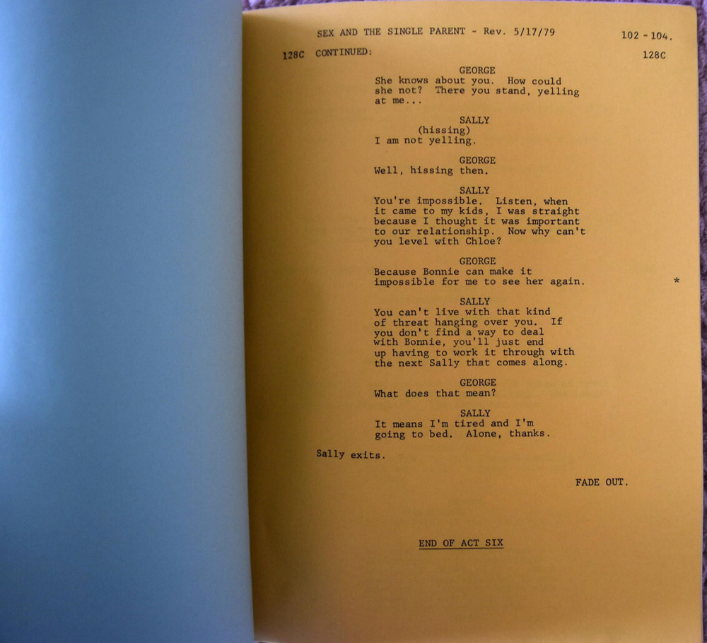 1979 Sex and The Single Parent Original Script Screenplay Final Draft
