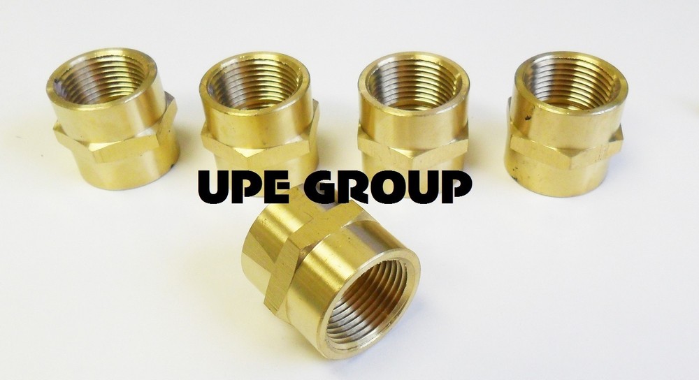 5 PACK BRASS HEX COUPLING 3/4" COUPLER UNION FITTING ADAPTER AIR FUEL WATER