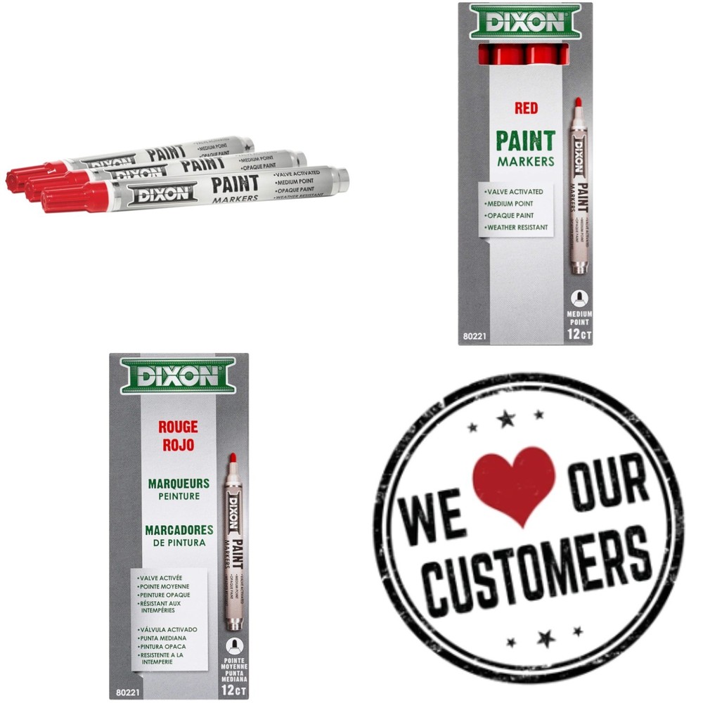 Oil-Based Red Markers, Medium Tip, 12-Pack