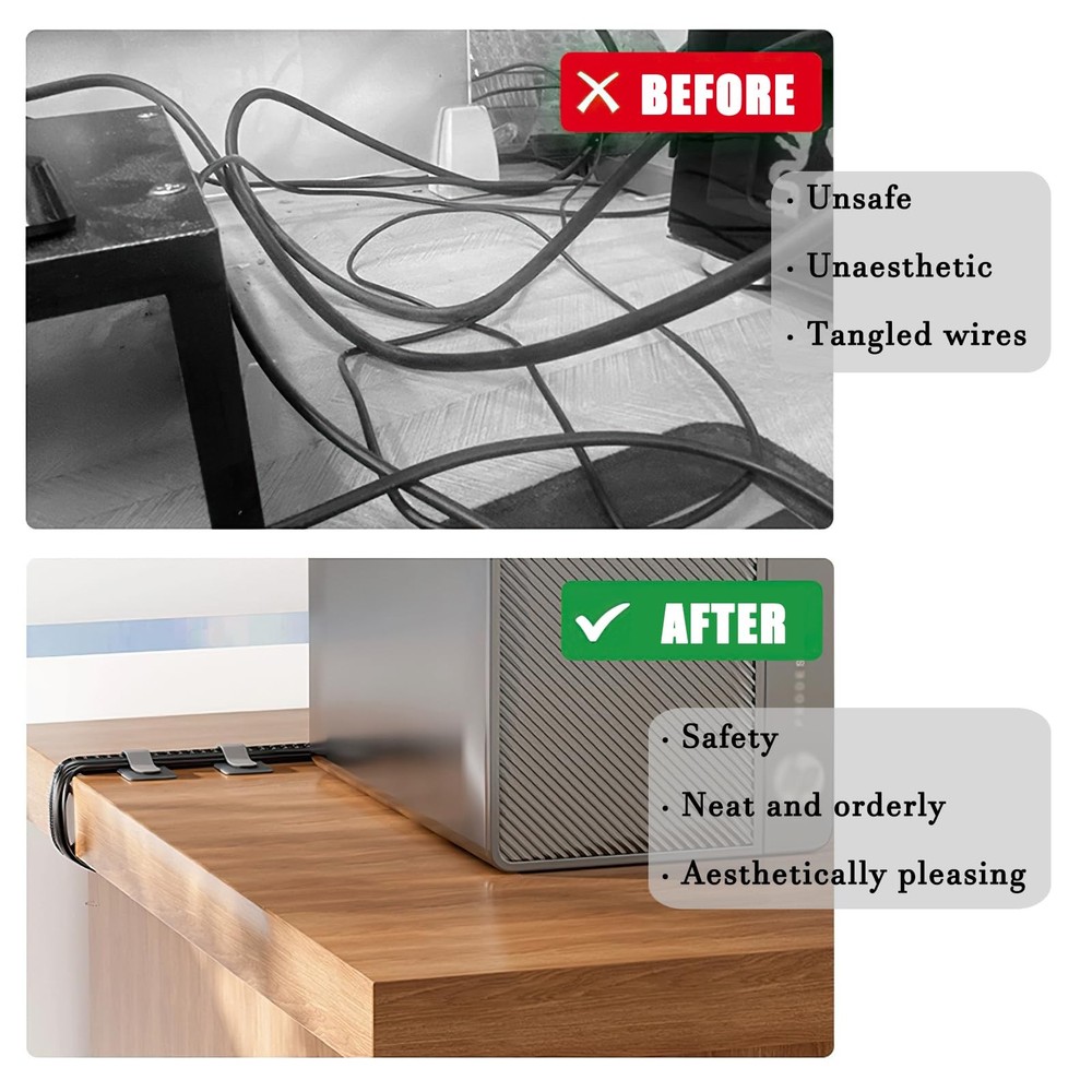 80PCS Hook and Loop Cable Straps, Cable Management Under Desk, Adhesive Cable...