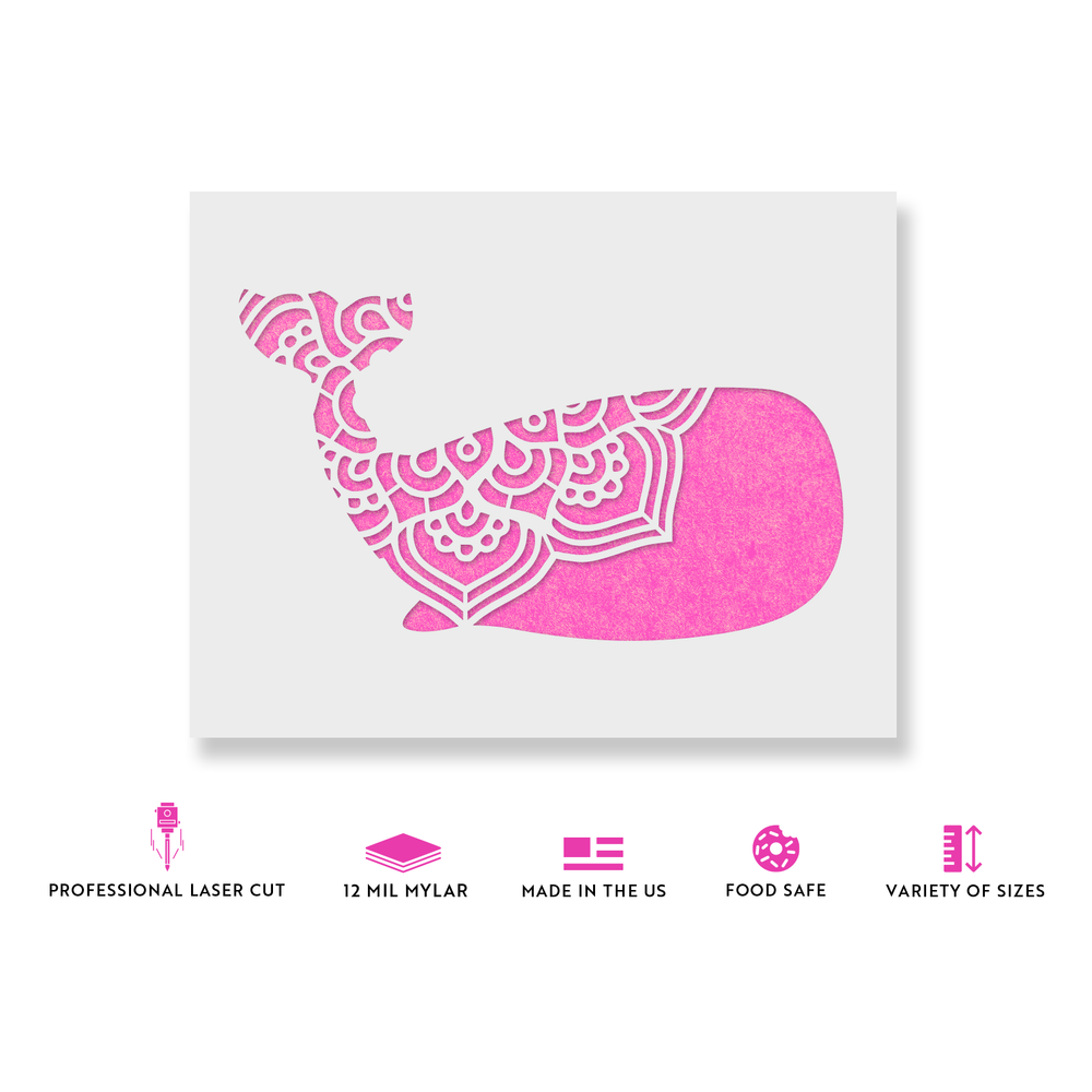 Whale Mandala Stencil - Durable & Reusable Mylar Stencils