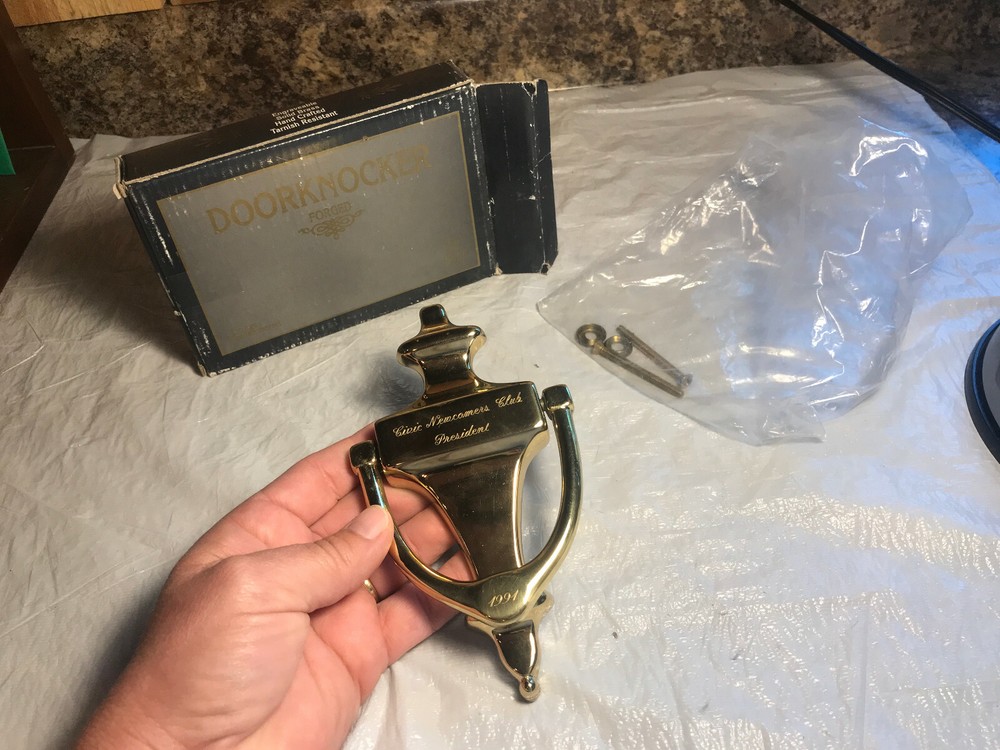 Solid Brass Forged Door Knocker ~ Engraved
