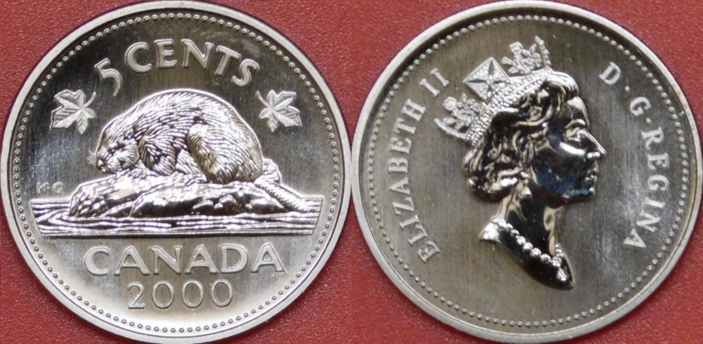 Specimen 2000 Canada 5 Cents From Mint's Set