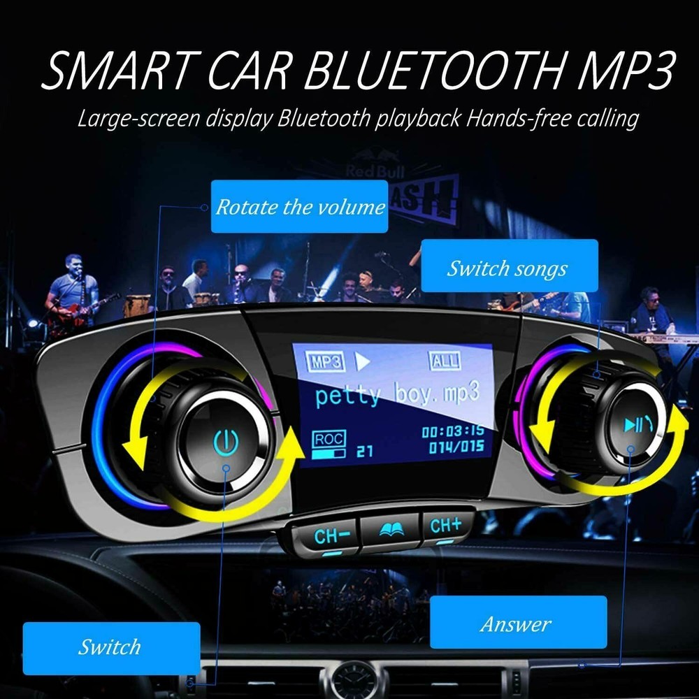 Bluetooth Car FM Transmitter MP3 Player Hands free Radio Adapter Kit USB Charger