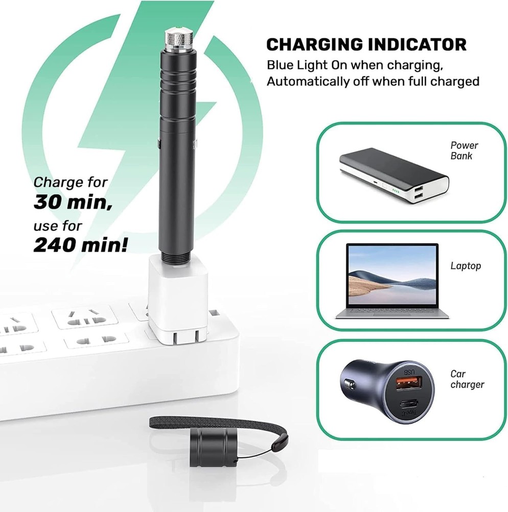 High Power Tactical Green Laser Pointer with Adjustable Focus & USB Recharge