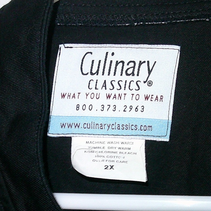 Culinary Classics Chef Coat Jacket & Hat Set Black Cotton Blend 2X