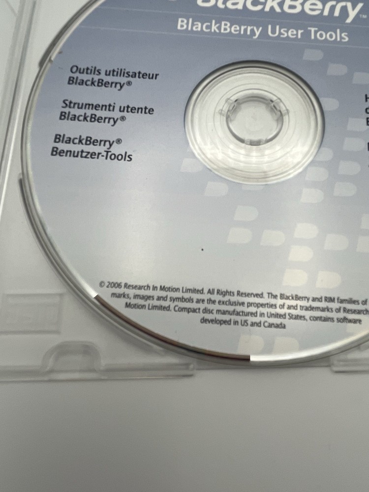 Blackberry User Tools Software (Windows PC CD-ROM, 2006)