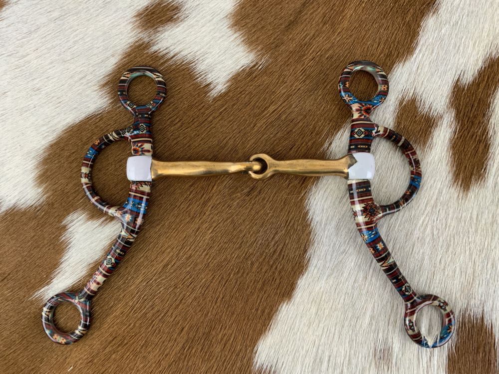 Showman Southwest Print Copper Argentine Snaffle Bit