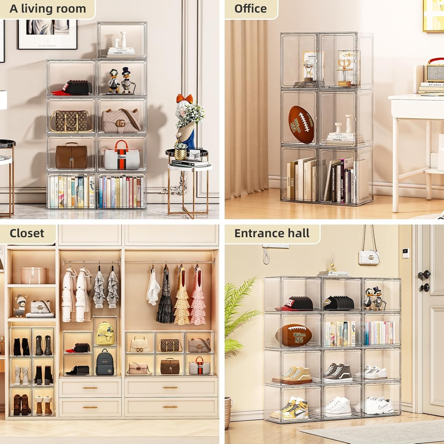 5 Pack Purse Organizer for Closet, Handbag Storage Organizer Stackable Displa...