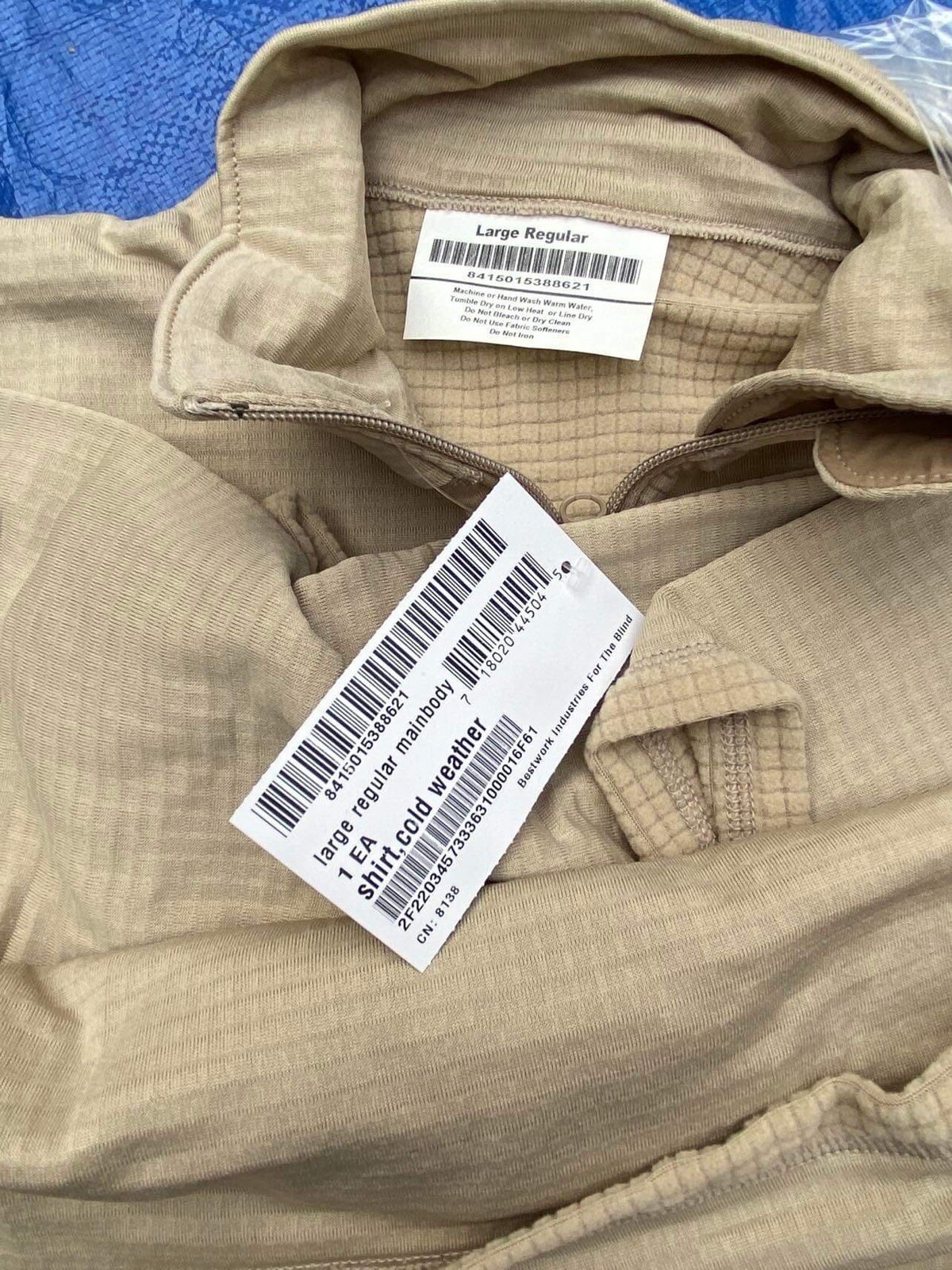 US. MILITARY ISSUE,MID WEIGHT GEN III WAFFLE SHIRT SIZE LARGE REGULAR NEW