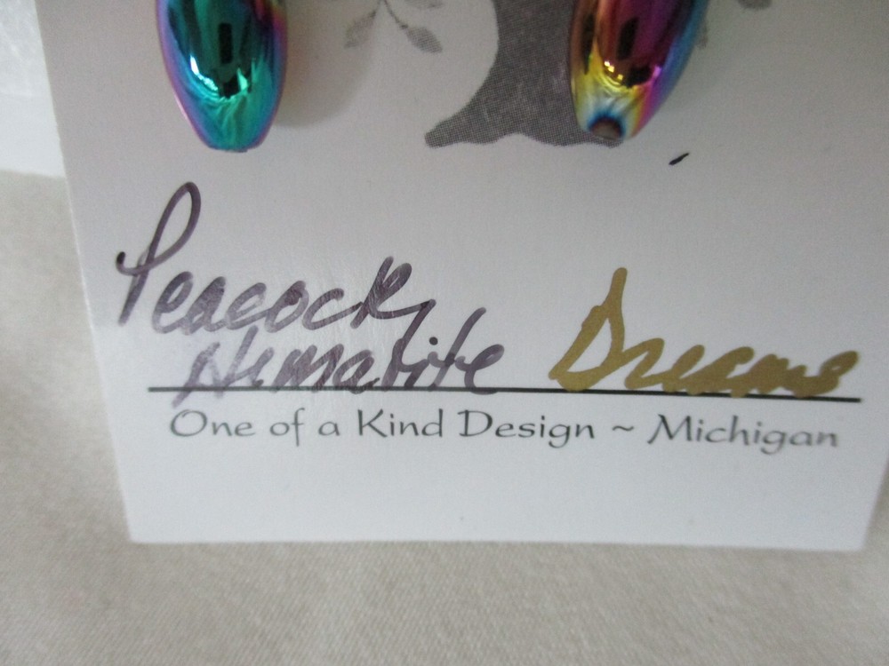 Handmade "Peacock Hematite" Dangle Earrings