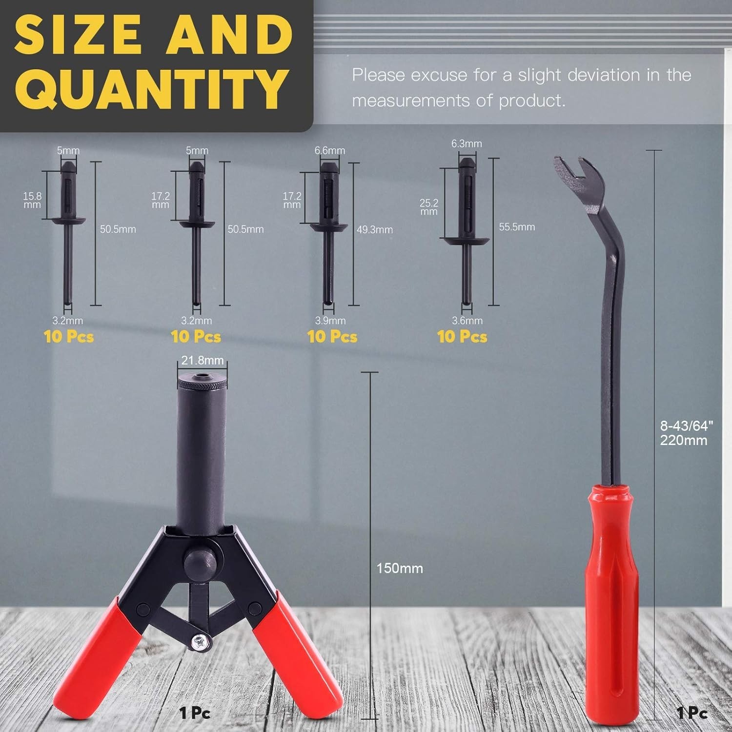 Lightweight Plastic Rivet Gun with 4 Sizes of Nylon Rivets for Easy Handling