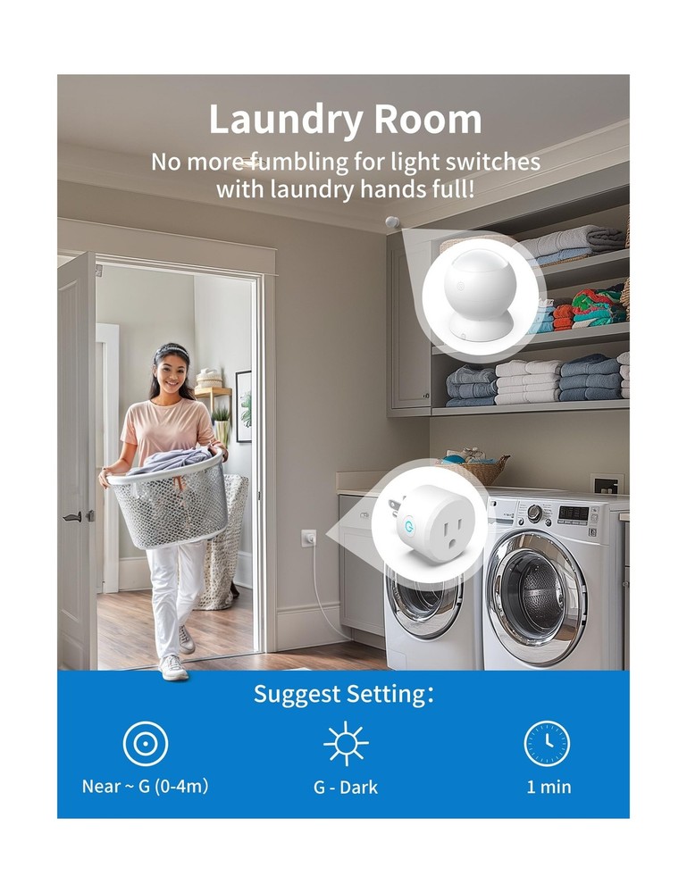 Wireless Motion Sensor Outlet with Timer, Plug-N-Play PIR Motion Ac... Fast Ship