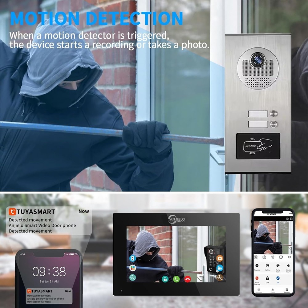 10-Inch Touchscreen Smart Video Intercom for 2 Units – with Motion Detection,