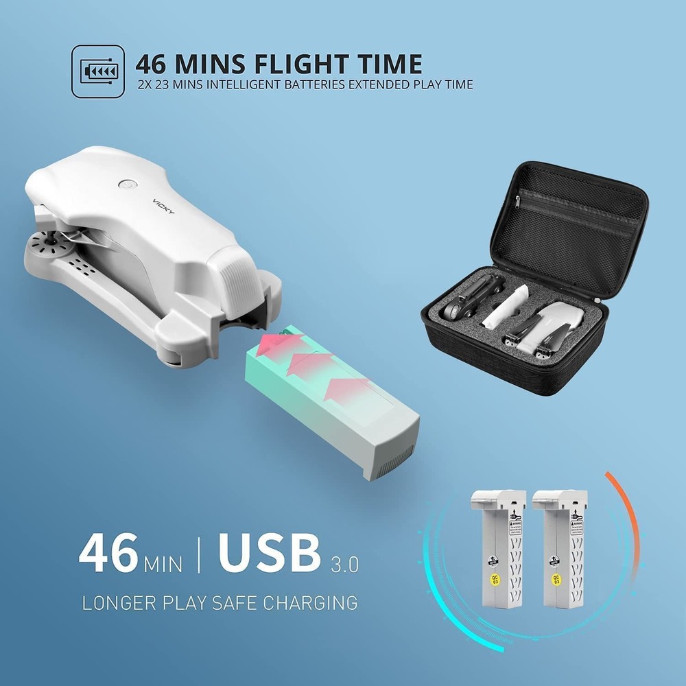 Drones with HD Camera 4K Dual RC Drone WIFI FPV Foldable Quadcopter 2 Battery