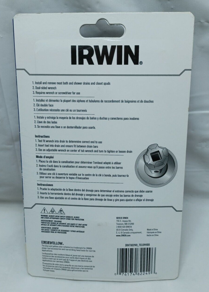 IRWIN Drain Removal Wrench IRHT82249