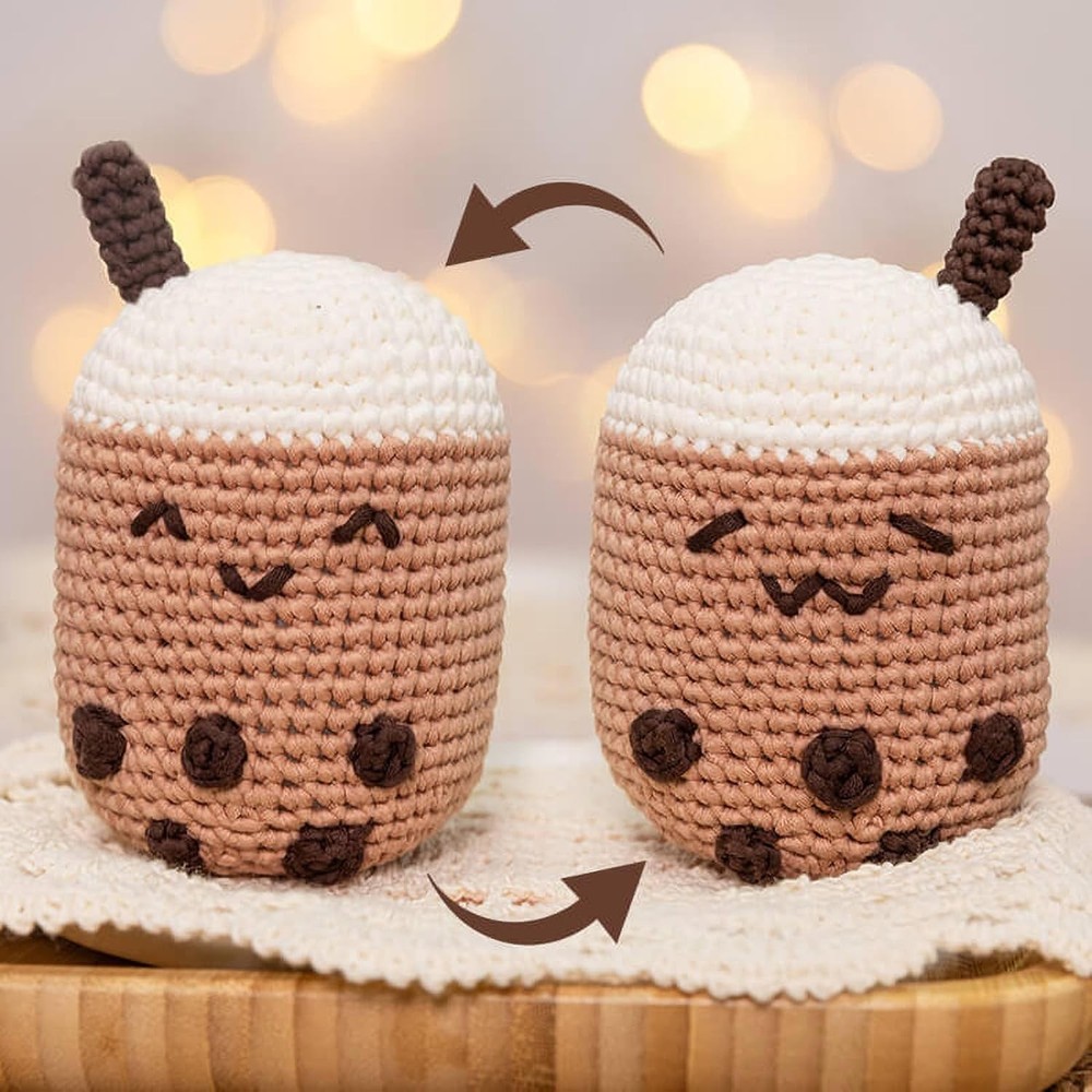 Crochet Kit for Beginners – Multi-Emotion Boba w/ Yarn & Video Tutorials