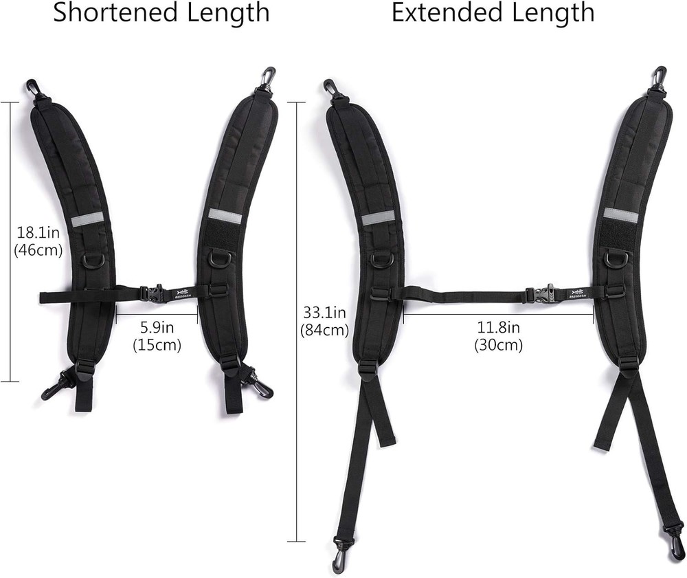 Durable Adjustable Straps for Backpacks - Max Load 44lbs with Padded Comfort