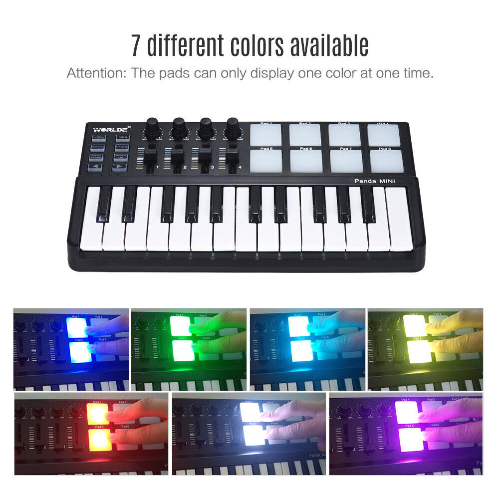 Worlde Panda mini 25-Key Portable USB Keyboard Drum Pad MIDI Electric Controller