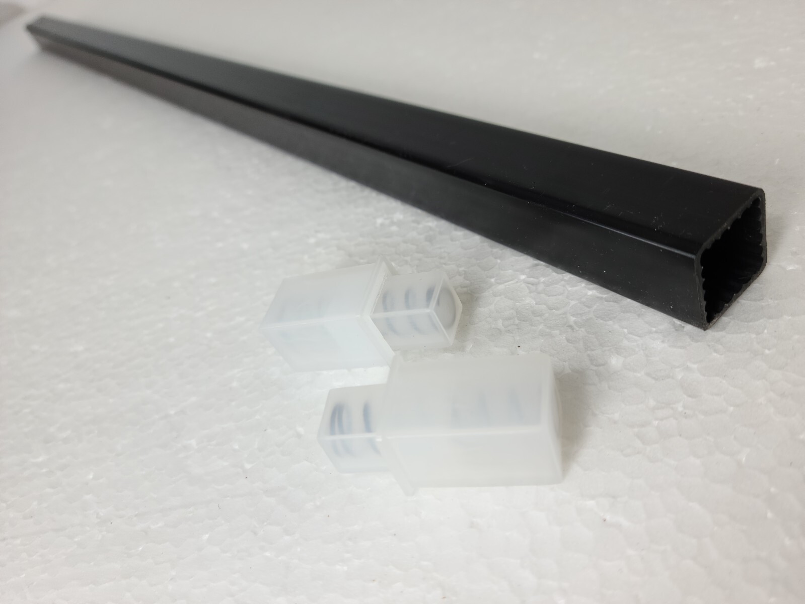 Vintage Black Towel Bar Rod Plastic Spring Rack 24 inch Mid Century Modern Retro