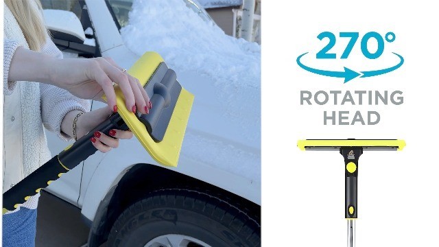 55" Extendable Snow Brush & Ice Scraper for Car Windshield - Long Grip, Foam Hea