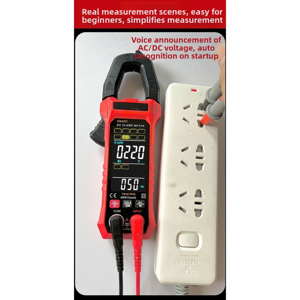 TS601 Fully Automatic Clamp Meter for AC DC Voltage Current Resistance Temp