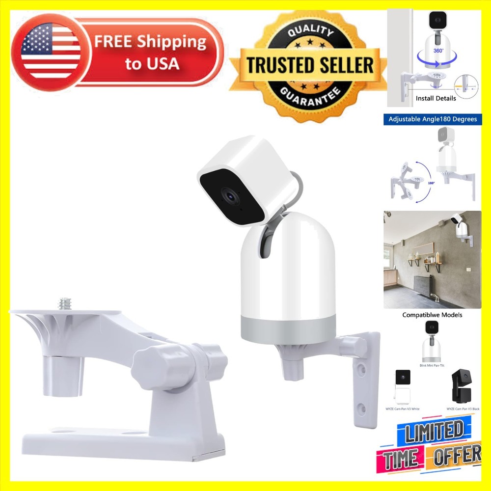 Versatile Camera Wall Mount Compatible with WYZE & Blink Mini - 180° Adjustable