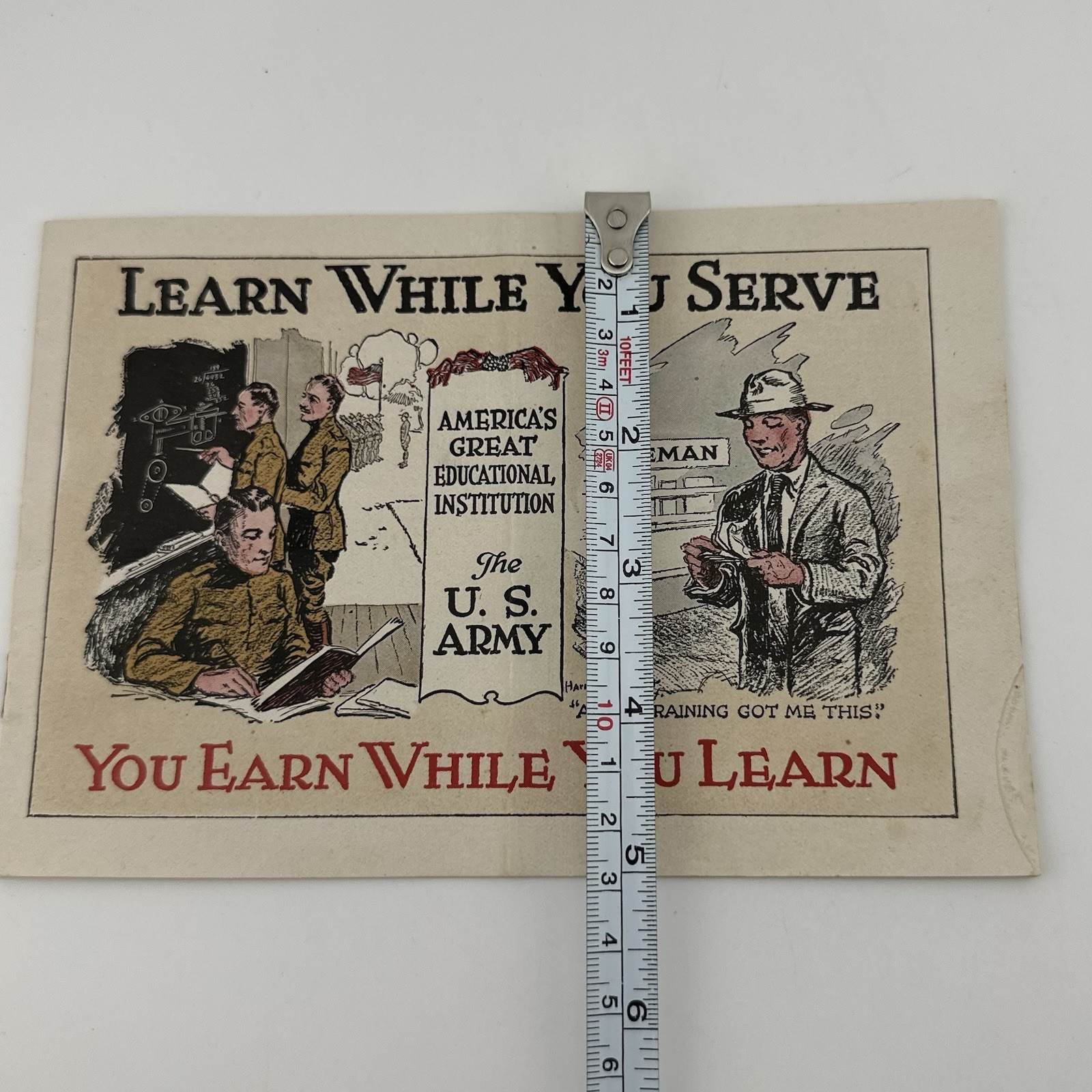 Vintage WWI US Army Propaganda Booklet Recruiting Brochure WW1 Learn Serve