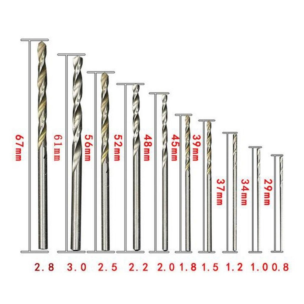 10 Pieces 0.8-3.0 mm Straight Handle Bits for General Low-Hardness Processing
