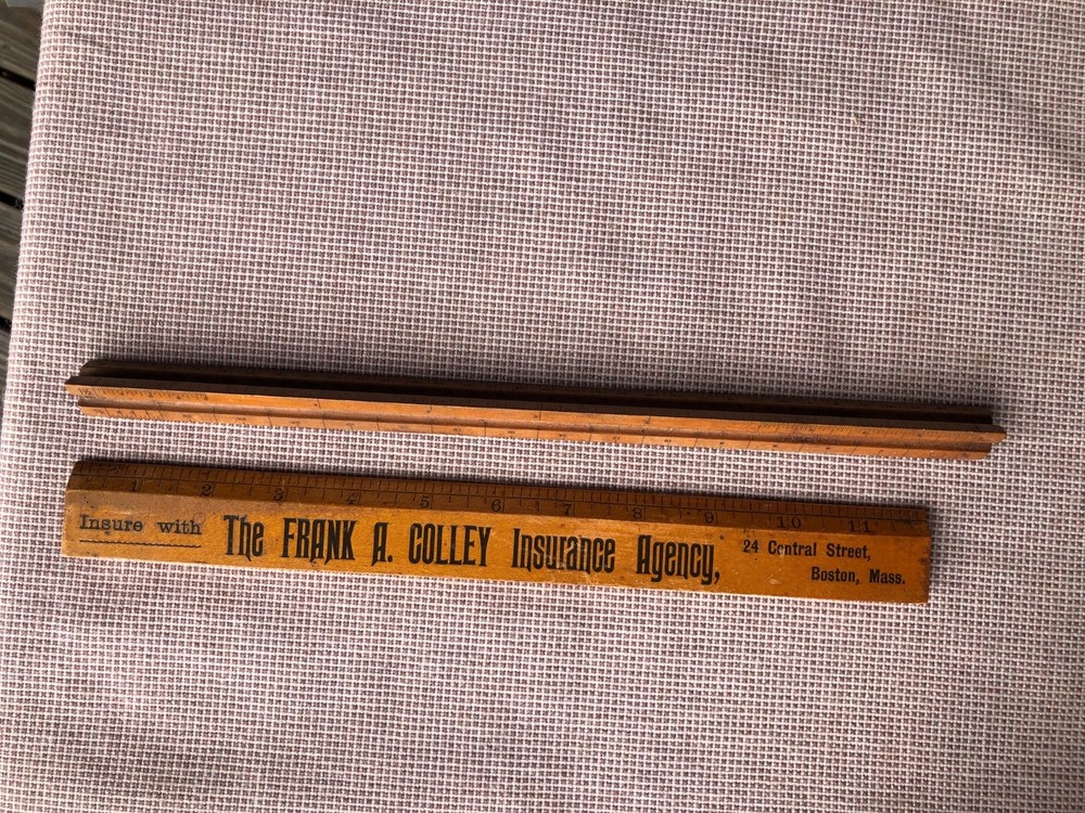 VTG Frank A. Colley Boston + Wooden Ruler Triangle 12" Engineering Drafting Tool