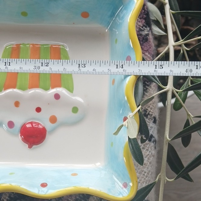 Cupcake Collection by Jay Multicolor Ceramic Rectangle Large Plate Tray