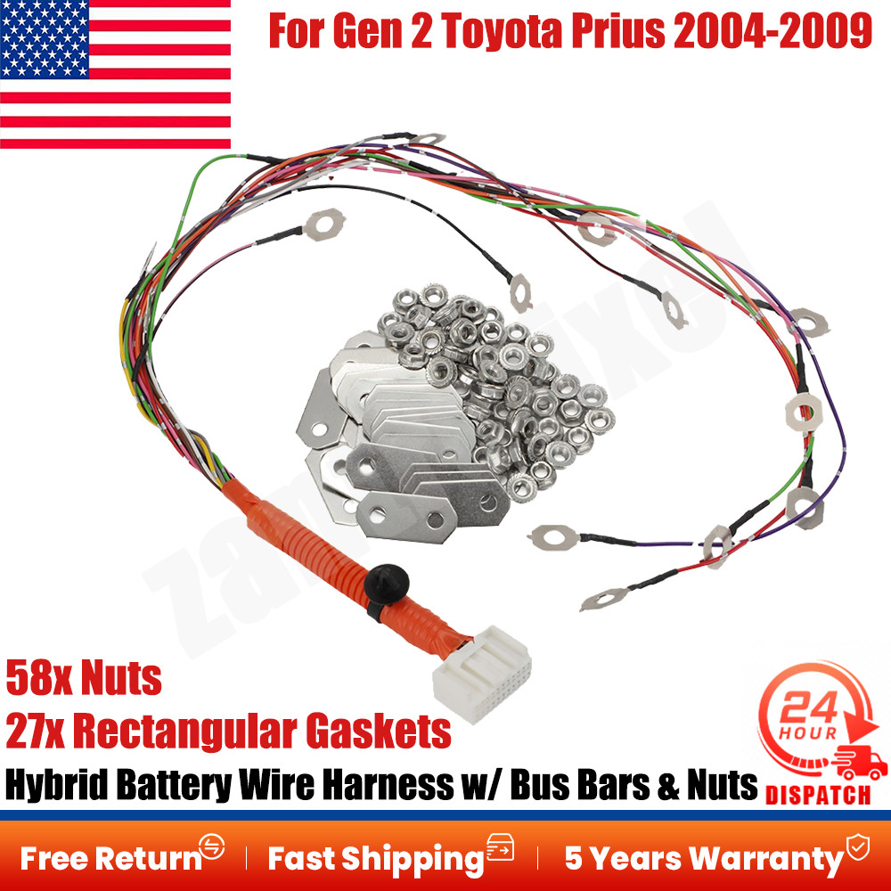 Hybrid Battery Wire Harness For 2004-2009 Gen 2 Toyota Prius w/ Bus Bars & Nuts