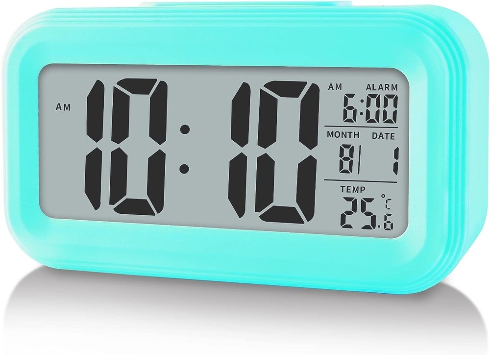 Alarm Clock Digital Alarm Clock LED Time Temperature Loud Calendar Turquoise