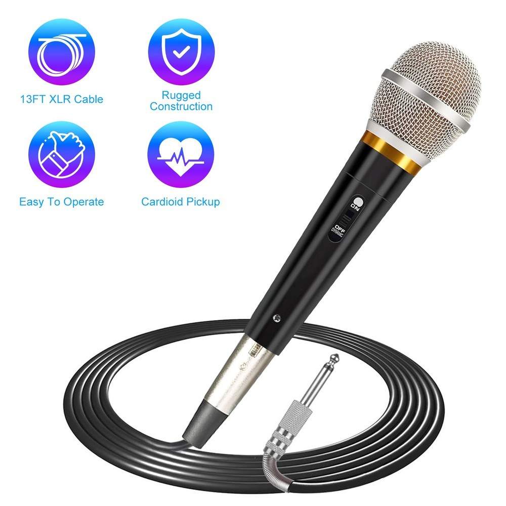 Handheld Dynamic Microphone With On/Off Switch 13ft Detachable XLR Cable