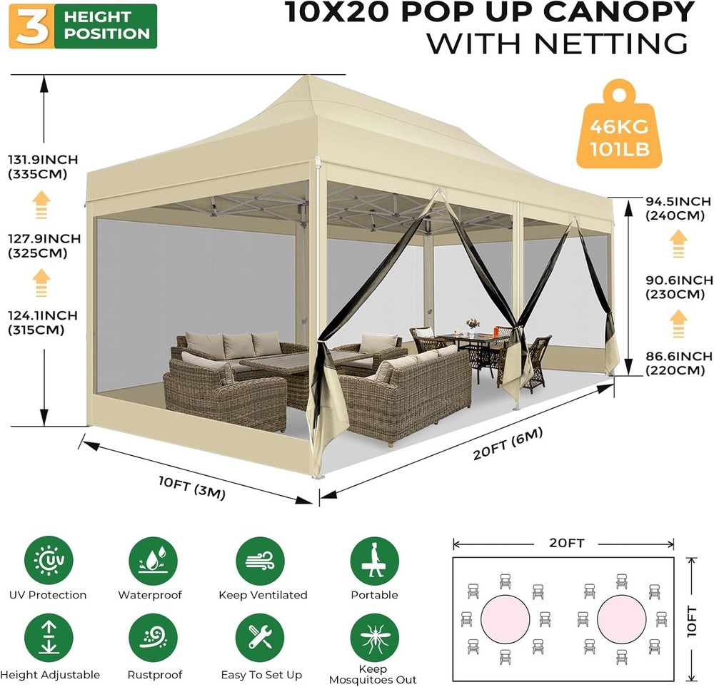 Carport Canopy Replacement 10x20 White