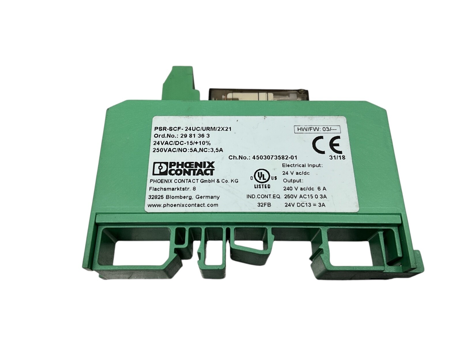 PHOENIX CONTACT PSR-SCF- 24UC/URM/2X21 SAFETY RELAY 24VAC/DC-15/+10%